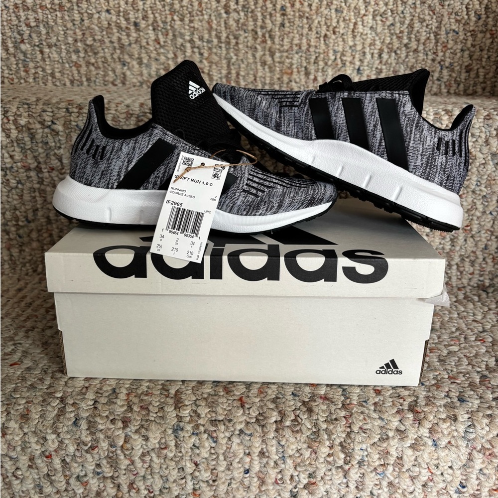 Adidas Black and Gray Knit Sneakers with Sock-Like Collar
